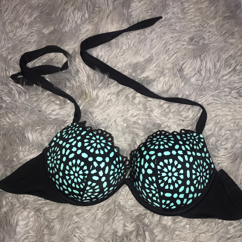 Brand new turquoise & black bikini top